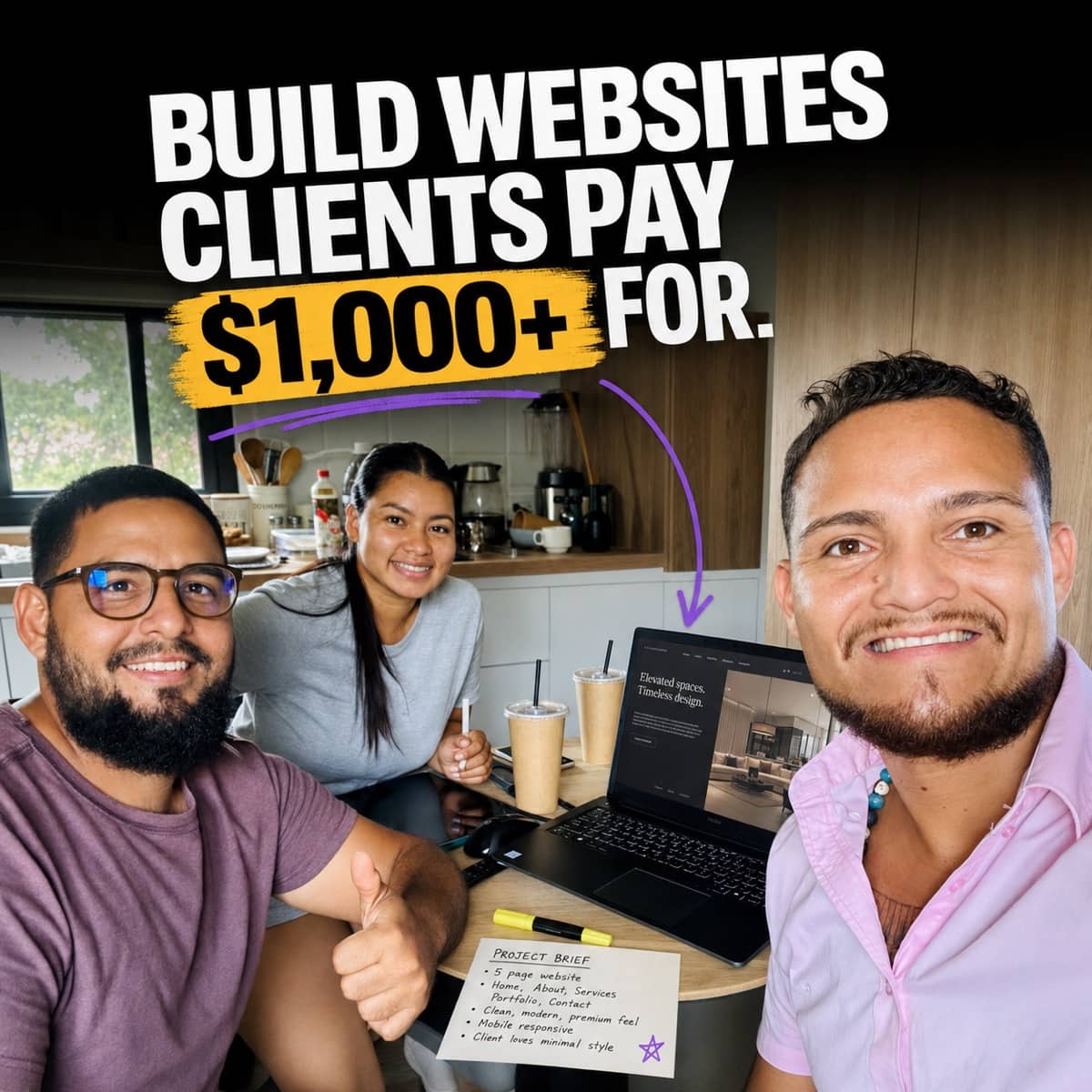 Nevin working with two clients on a website project